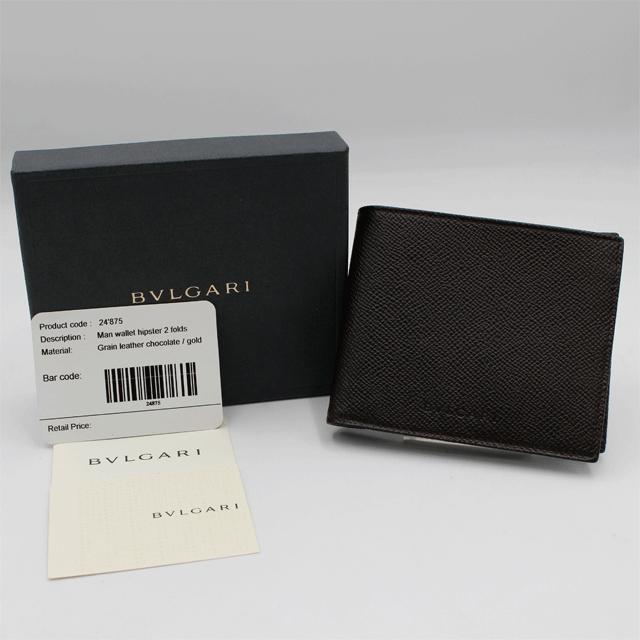 BVLGARI ブルガリ 2つ折り財布 グレインレザー 24875 チョコレート  
