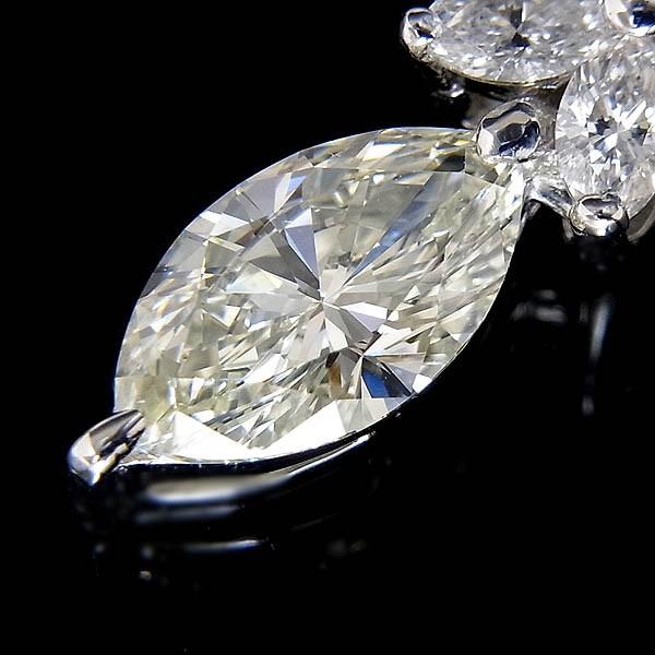 Pt850 ネックレス マーキスダイヤペンダント付 D 1.002ct K.SI-2 0.27ct｜tamaya0078