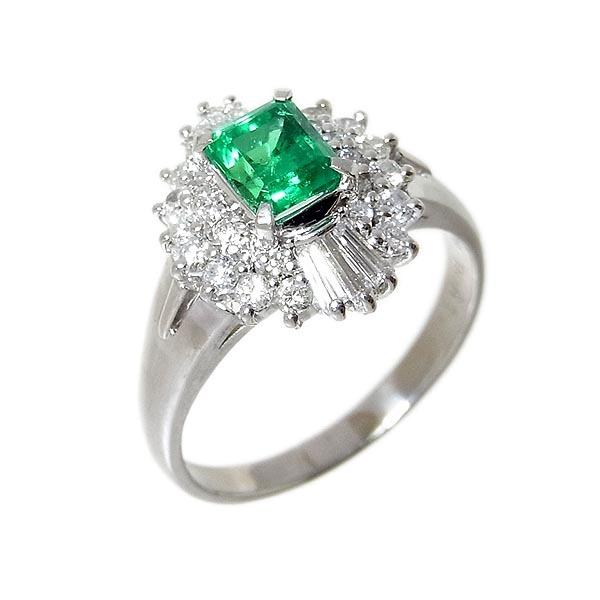 Pt900エメラルド指輪 E:0.78ct D:0.61ct 13号 6.9g : 有限会社玉屋質店  