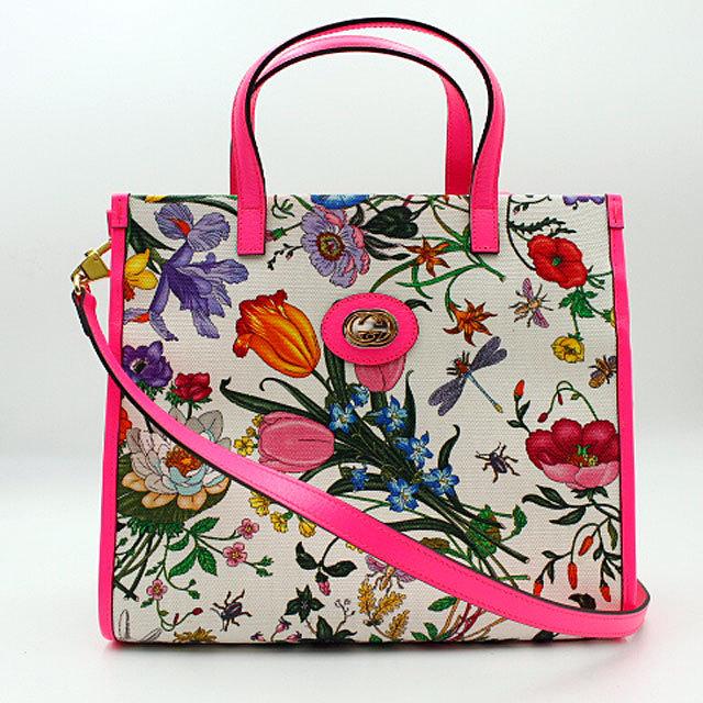 GUCCI グッチ フローラプリント2WAYバッグ/550141 ホワイト GUCCI グッチ フローラプリント2WAYバッグ/550141 ホワイト