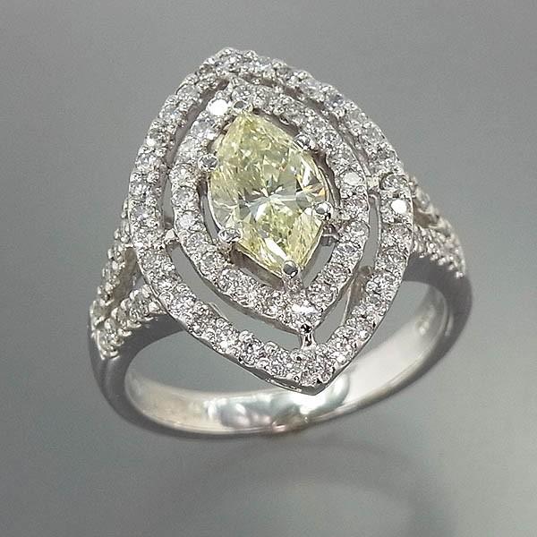 Pt900 マーキスダイヤモンド指輪 D 1.092ct/ LY,VS-2/0.64ct/8.5g/11.5  