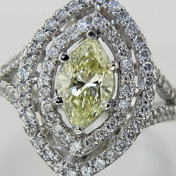 Pt900 マーキスダイヤモンド指輪 D 1.092ct/ LY,VS-2/0.64ct/8.5g/11.5  