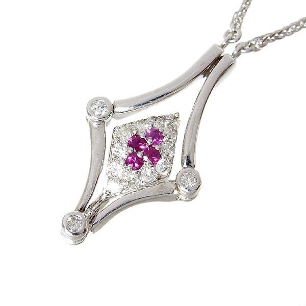 K18WGネックレス メレダイヤ入りデザインペンダント付 D:0.41ct R0 