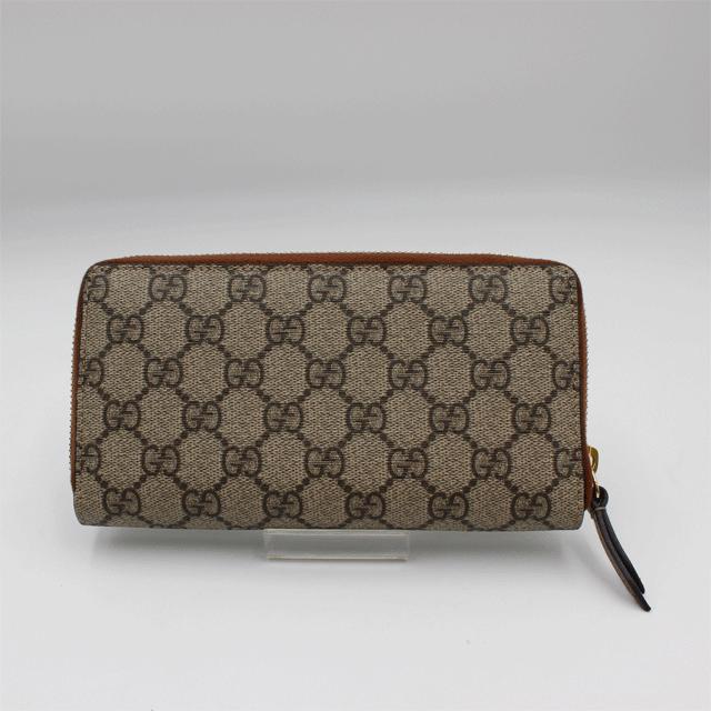 GUUCI　グッチ　GGスプリーム　ラウンドウォレット410102　PVC　ブラウン&times;茶