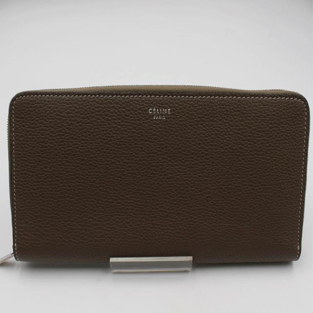 CELINE セリーヌ ラウンドファスナー 長財布 レザー グレージュ CELINE セリーヌ ラウンドファスナー 長財布 レザー グレージュ