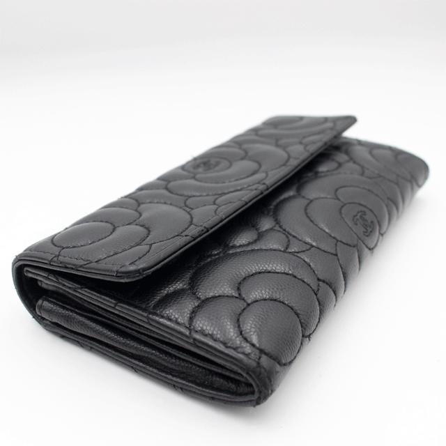 CAMELIA CHANEL シャネル カメリア長財布 キャビアスキン CAMELIA CHANEL シャネル カメリア長財布 キャビアスキン