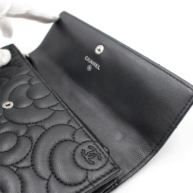 CAMELIA CHANEL シャネル カメリア長財布 キャビアスキン CAMELIA CHANEL シャネル カメリア長財布 キャビアスキン