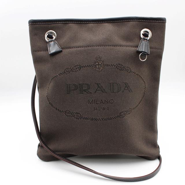 PRADA プラダ ロゴ ジャガード ショルダーバッグ BT0551/MORO＋NERO