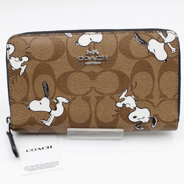 COACH コーチ シグネチャー  ジップ ウォレット/スヌーピーコラボ   C4123  /カーキマルチ｜tamaya0078｜09