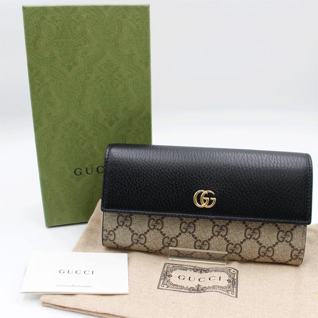 GG GUUCI グッチ マーモントかぶせ長財布 456116 ブラック