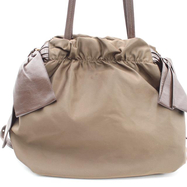 PRADA PRADAプラダ 2WAYショルダーバッグ ナイロン×レザー ブラウン 