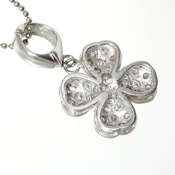 Pt850 Pt900 ネックレス 四葉のクローバーモチーフ ダイヤ入り  