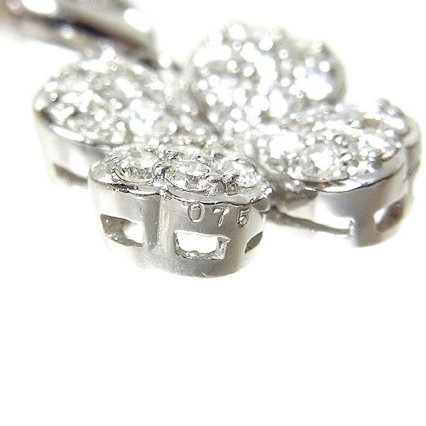 Pt850 Pt900 ネックレス 四葉のクローバーモチーフ ダイヤ入り  