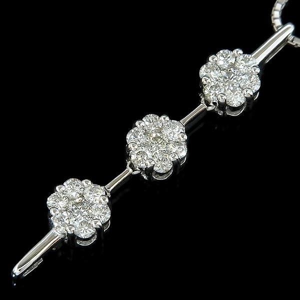 K18WG ダイヤ入 ペンダント ネックレス K18WG デザインネックレス ダイヤ入ペンダント付ネックレス D