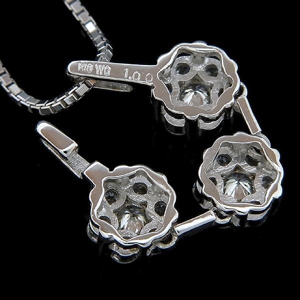 K18WG デザインネックレス ダイヤ入ペンダント付ネックレス D:1.00ct  