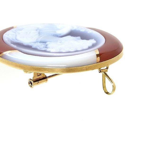 カメオ ブローチ兼用ペンダント シェル メノウストーン 婦人モチーフ  