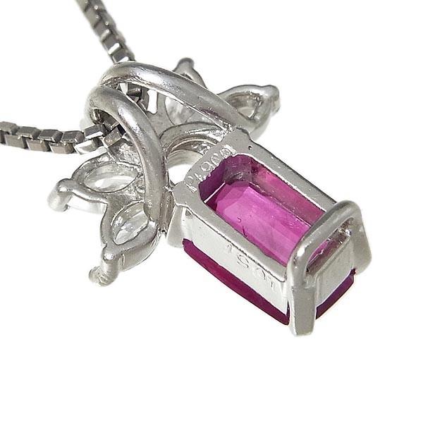 Pt850 Pt900ネックレス ダイヤモンド ルビーペンダント付 R:1.051ct D