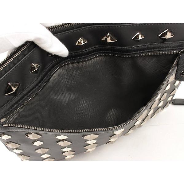 美品】エムシーエム MCM□スタッズ付きクラッチバッグ 黒□01035 