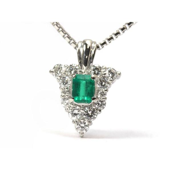 エメラルド ダイヤモンド ネックレス 0.19/0.31ct　Pt850/900 ソーティング付き　01432