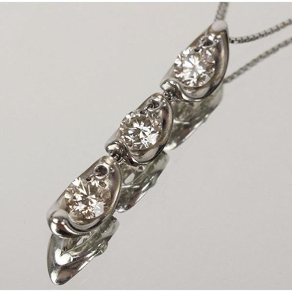 3連 ダイヤモンド ネックレス 1.021ct K18 WG 18金 ホワイトゴールド 