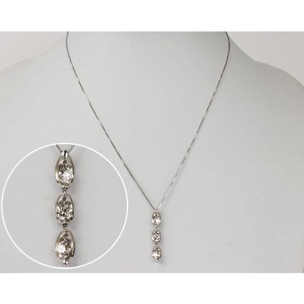 3連 ダイヤモンド ネックレス 1.021ct K18 WG 18金 ホワイトゴールド 