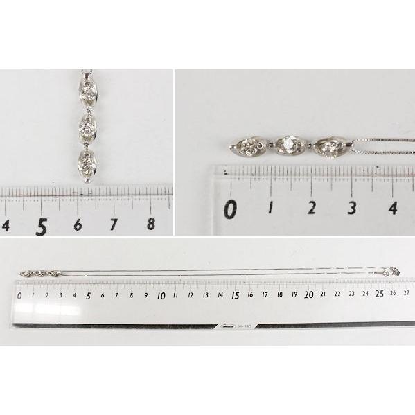3連 ダイヤモンド ネックレス 1.021ct K18 WG 18金 ホワイトゴールド 