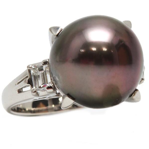 Pt900 パール ダイヤモンド リング 0.307ct プラチナ 12号 約8.3g