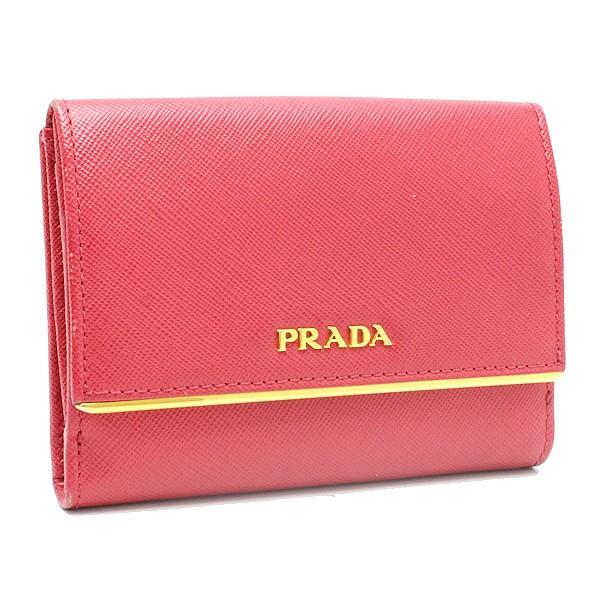 PRADA（プラダ） Wホック財布 1M0523 ピンク PEONIA レザー 10758