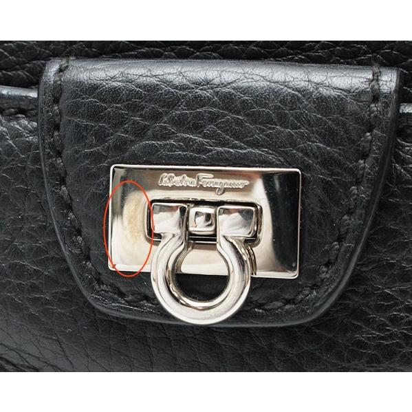 美品✨Ferragamo ミニボストンバッグ ガンチーニ金具 2way ブラック GANCINI フェラガモ ガンチーニ 2WAY ミニボストンバッグ ブラック