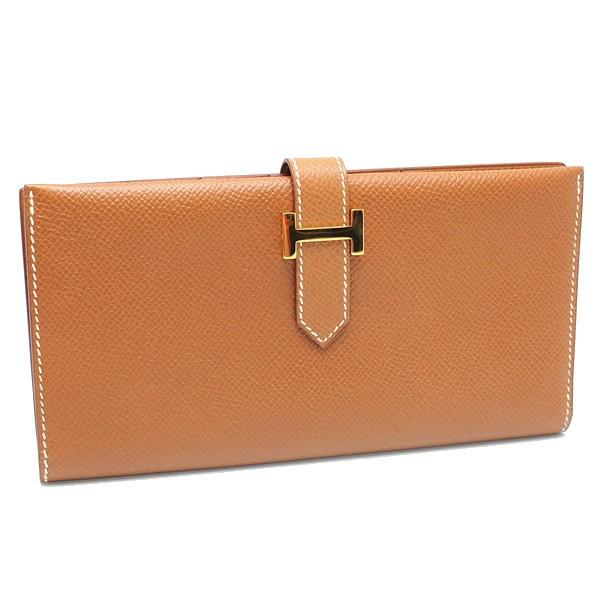HERMES エルメス ベアン 長財布 □C 1999年製 ゴールド キャメル 