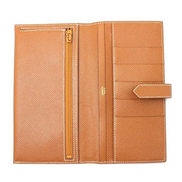 HERMES エルメス ベアン 長財布 □C 1999年製 ゴールド キャメル 