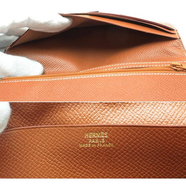 HERMES エルメス ベアン 長財布 □C 1999年製 ゴールド キャメル 