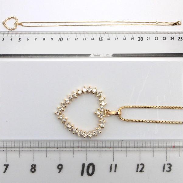 K18 ダイヤモンドネックレス 40cm 0.54ct 18金 ゴールド ハート 