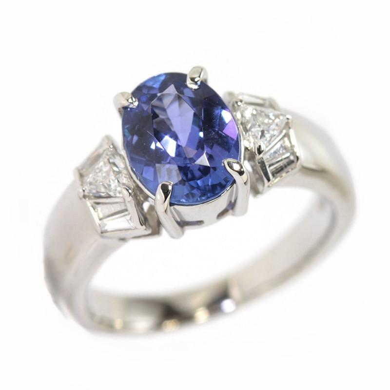 Pt900 タンザナイト リング 1.64ct ダイヤモンド 0.24ct プラチナ 9号 