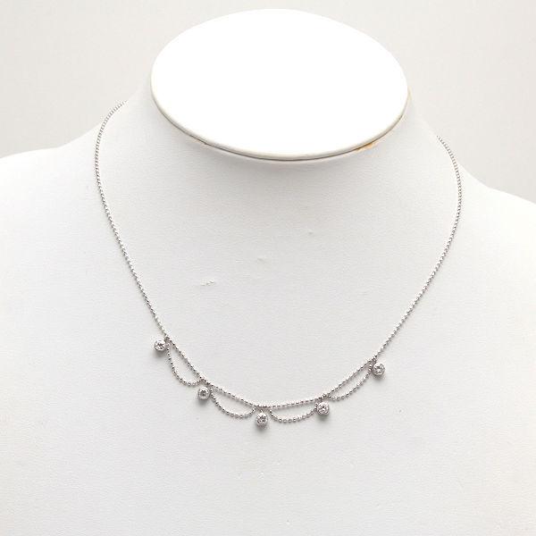 Pt850 ダイヤモンドネックレス 0.50ct 41cm プラチナ カットボール 