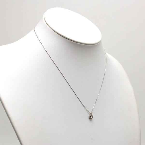Pt850 Pt900 ハートモチーフネックレス 41cm ダイヤモンド 0.12ct 0.08