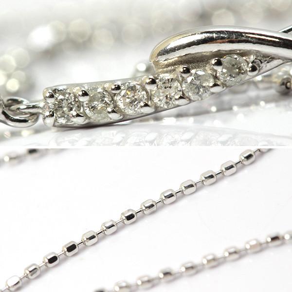 K18WG 天然 ピンクトルマリン ネックレス ダイヤモンド 0.06ct