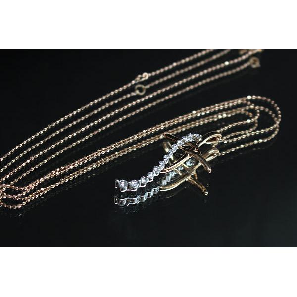 K18PG K18WG ダイヤモンド クロスネックレス 39.5cm 0.20ct 十字架 18  