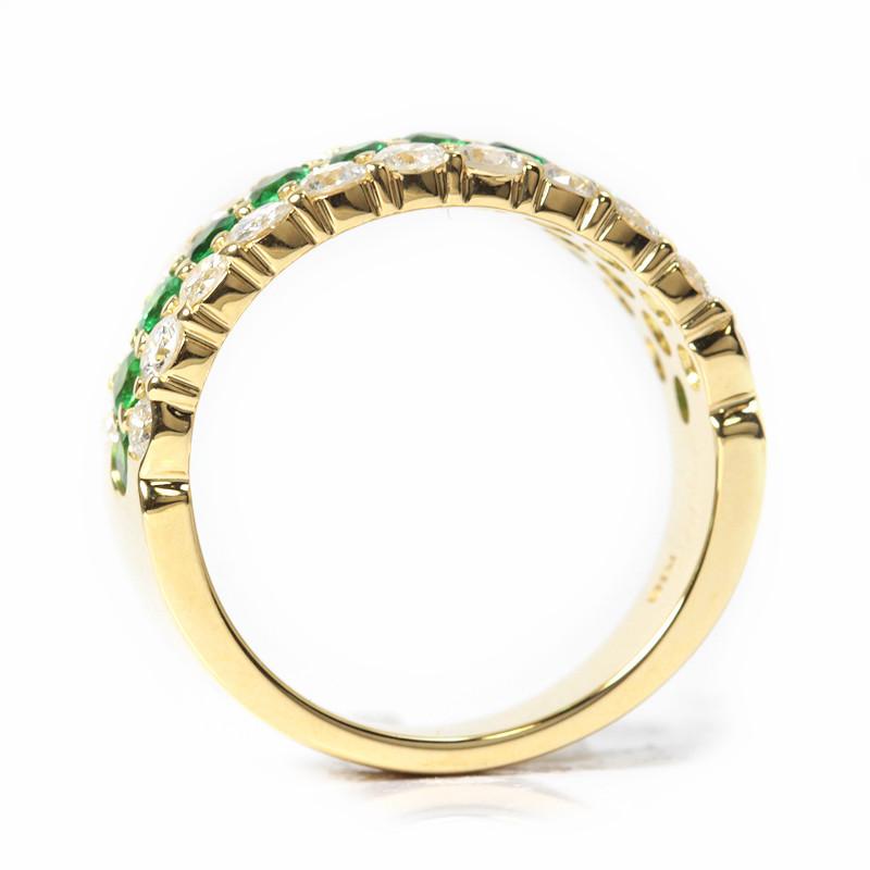 K18 天然 グリーンガーネット ダイヤモンド リング 0.71/1.24ct 13号  