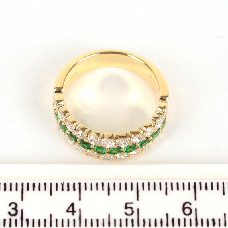 K18 天然 グリーンガーネット ダイヤモンド リング 0.71/1.24ct 13号 