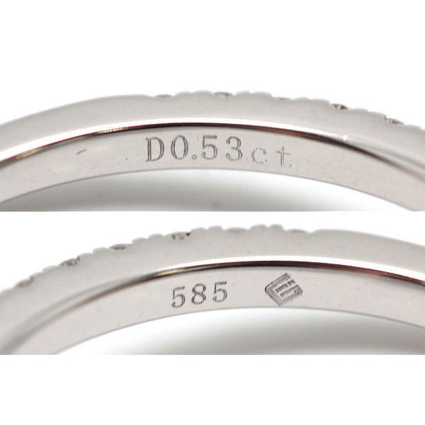 K14WG ハートモチーフリング 10.5号 ダイヤモンド 0.53ct 14金