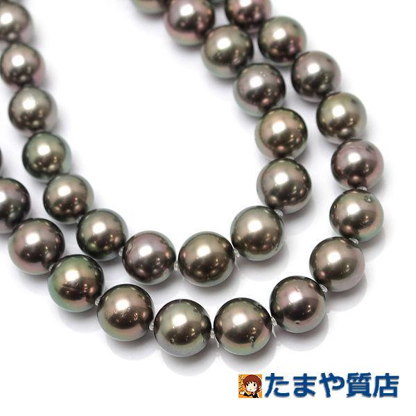 K14wg 南洋黒真珠チョーカー 48cm 9 1mm 13mm ブラックパール ネックレス 14金 48cm 14