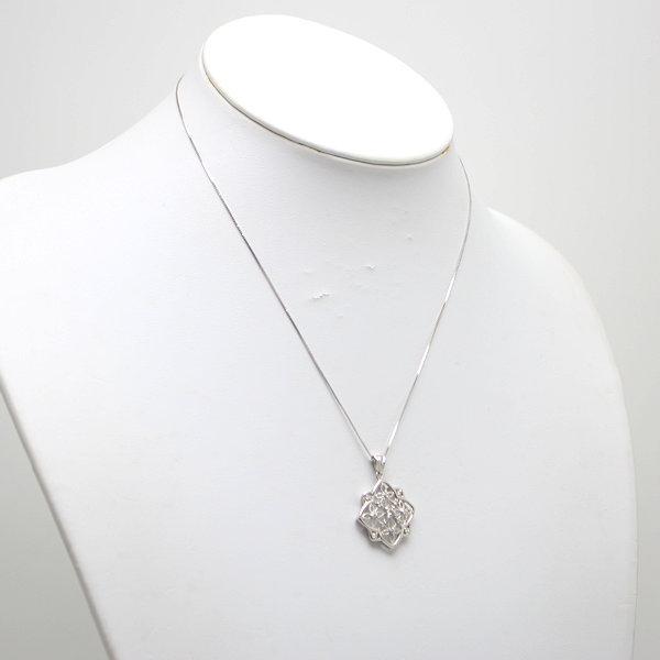K18WG ダイヤモンドネックレス 約40cm 0.27ct 18金 ホワイトゴールド 