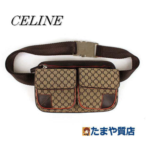 CELINE セリーヌ ボディバッグ トリンオフキャンバス レザー ベージュ 茶色 ウエストバッグ 16594 | TRIOMPHE