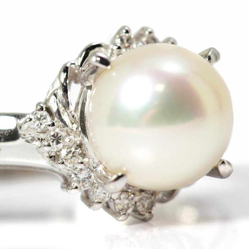 Pt900 パールリング 8mm ダイヤモンド 0.12ct 12号 真珠 プラチナ 指輪