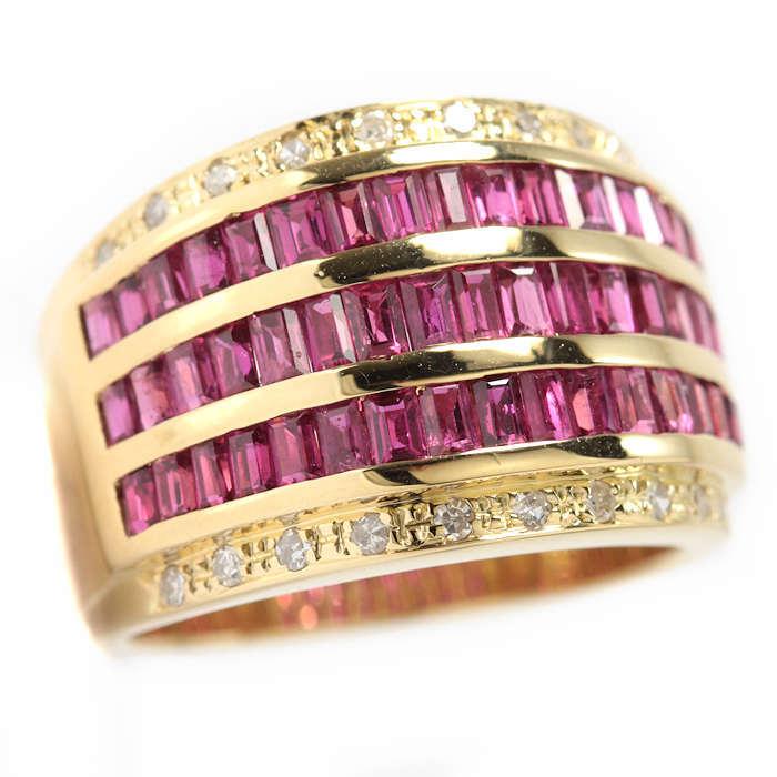 K18 ルビー ダイヤモンド リング 13号 2.83/0.17ct 18金 イエロー 
