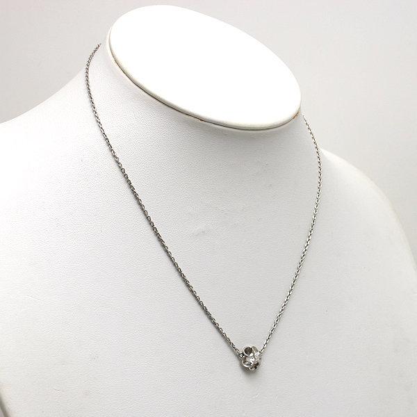 Pt850 フラワーモチーフダイヤモンドペンダント 約40cm 0.38ct 