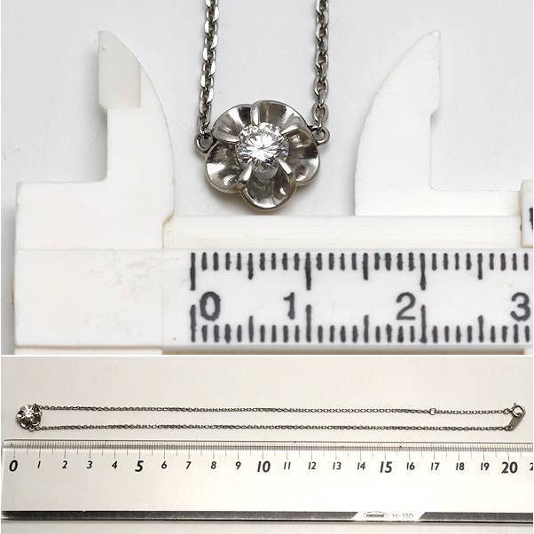 Pt850 フラワーモチーフダイヤモンドペンダント 約40cm 0.38ct 