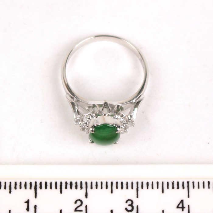 Pt900 三越 天然 翡翠 ヒスイ リング 10号 ダイヤモンド 0.09ct