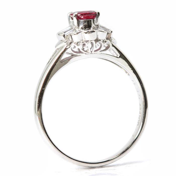 Pt900 ルビー ダイヤモンド リング 0.35/0.18ct 8号 プラチナ 指輪 